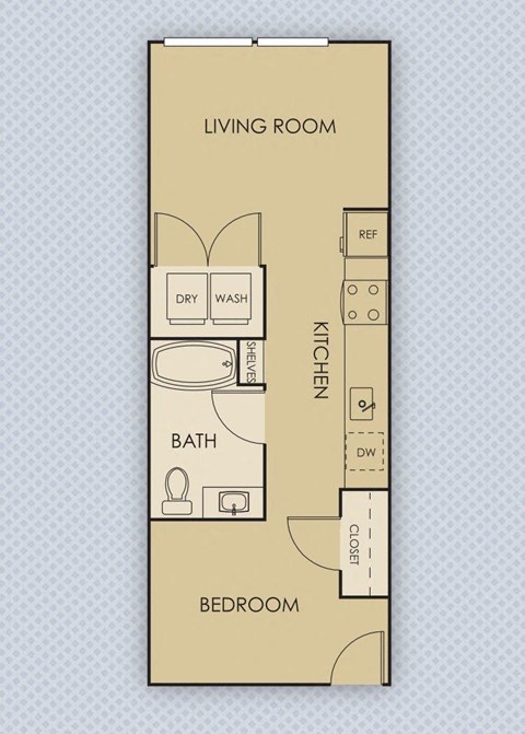 Tempo PDX Apartments Studio A3 Type A Floor Plan
